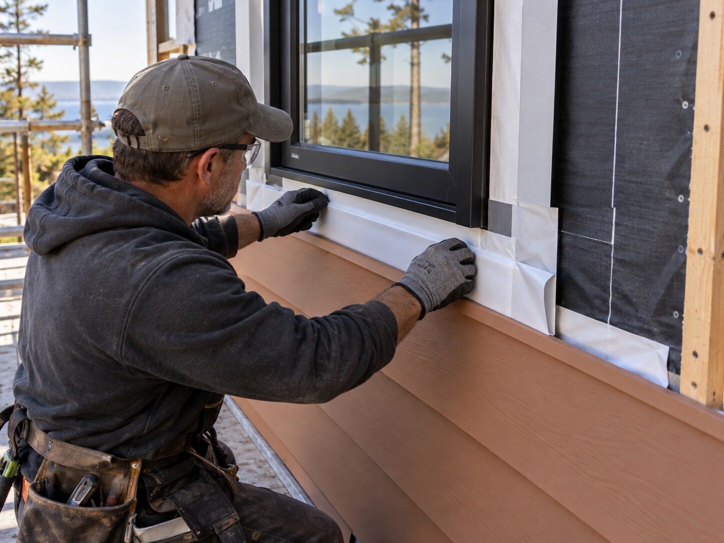 Installer completing careful weatherproofing details